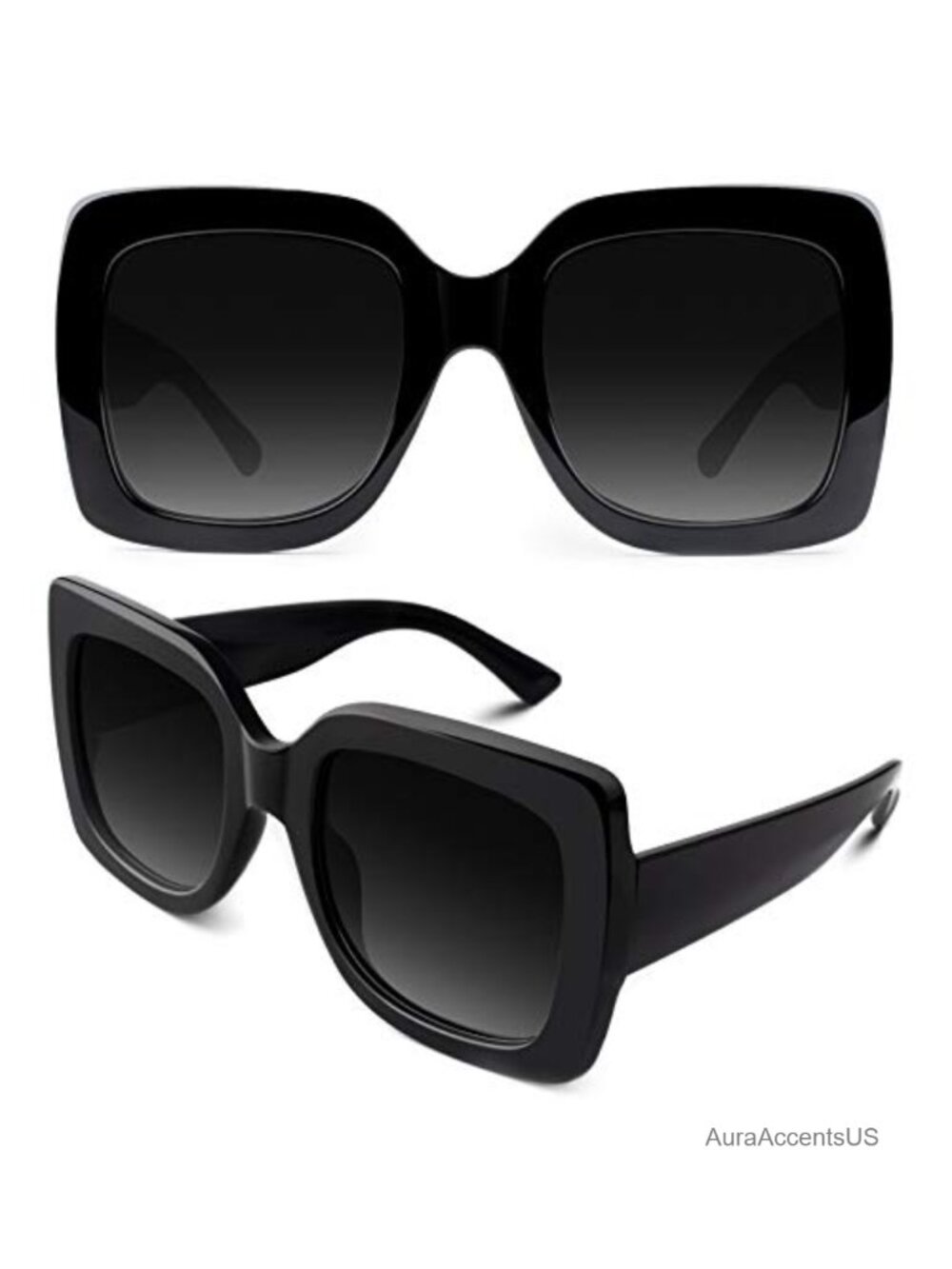 Oversized Square Frame Retro Trendy Sunglasses UV400 PC Metal Full Frame